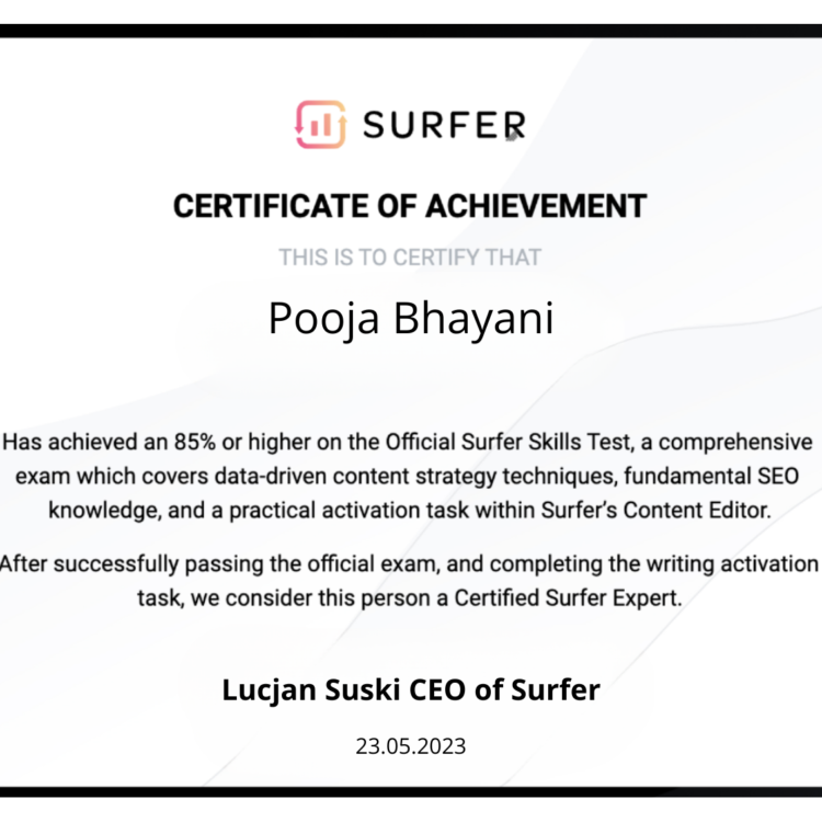 Certified Surfer Expert – Pooja
